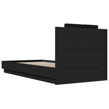 Bed frame with headboard and black LED 100x200 cm