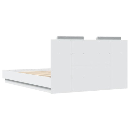 Bed frame with headboard and white LED 140x190 cm