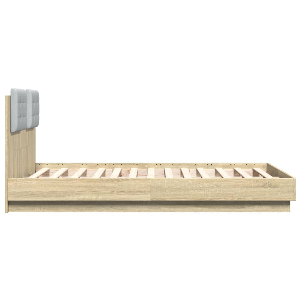 Bed frame with headboard and LED Sonoma oak 140x190 cm