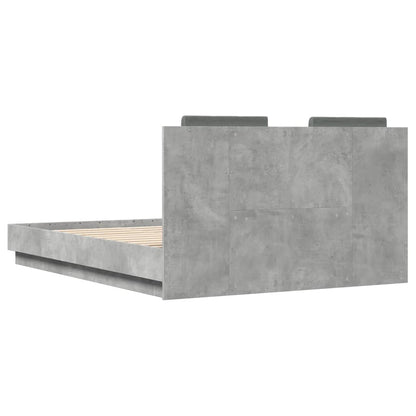 Cement Gray Bed Frame with Headboard and LED 140x190 cm