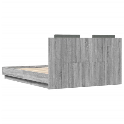 Bed frame with headboard and LED Sonoma Gray 140x190 cm