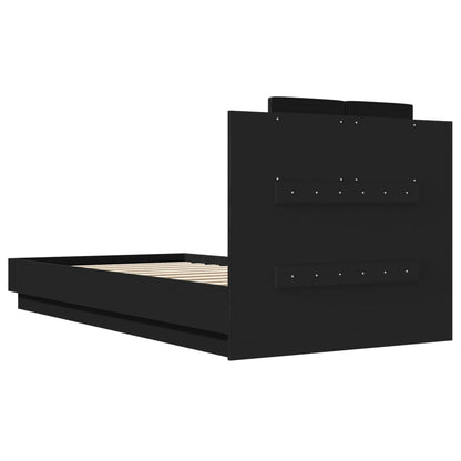 Bed frame with headboard and black LED 90x190 cm