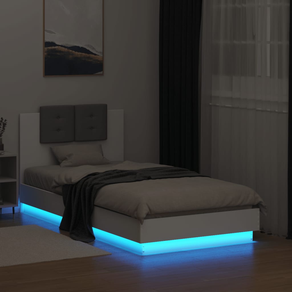 Giroletto con Testiera e LED Bianco 75x190 cm