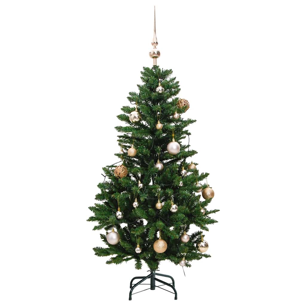 Albero Natale Incernierato con 150 LED e Palline 150 cm
