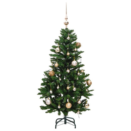 Albero Natale Incernierato con 150 LED e Palline 150 cm