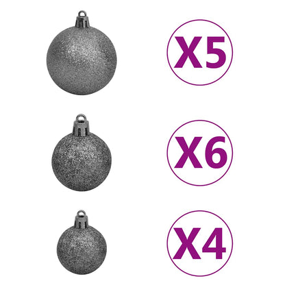 Albero Natale Incernierato con 150 LED e Palline 150 cm | homemem39