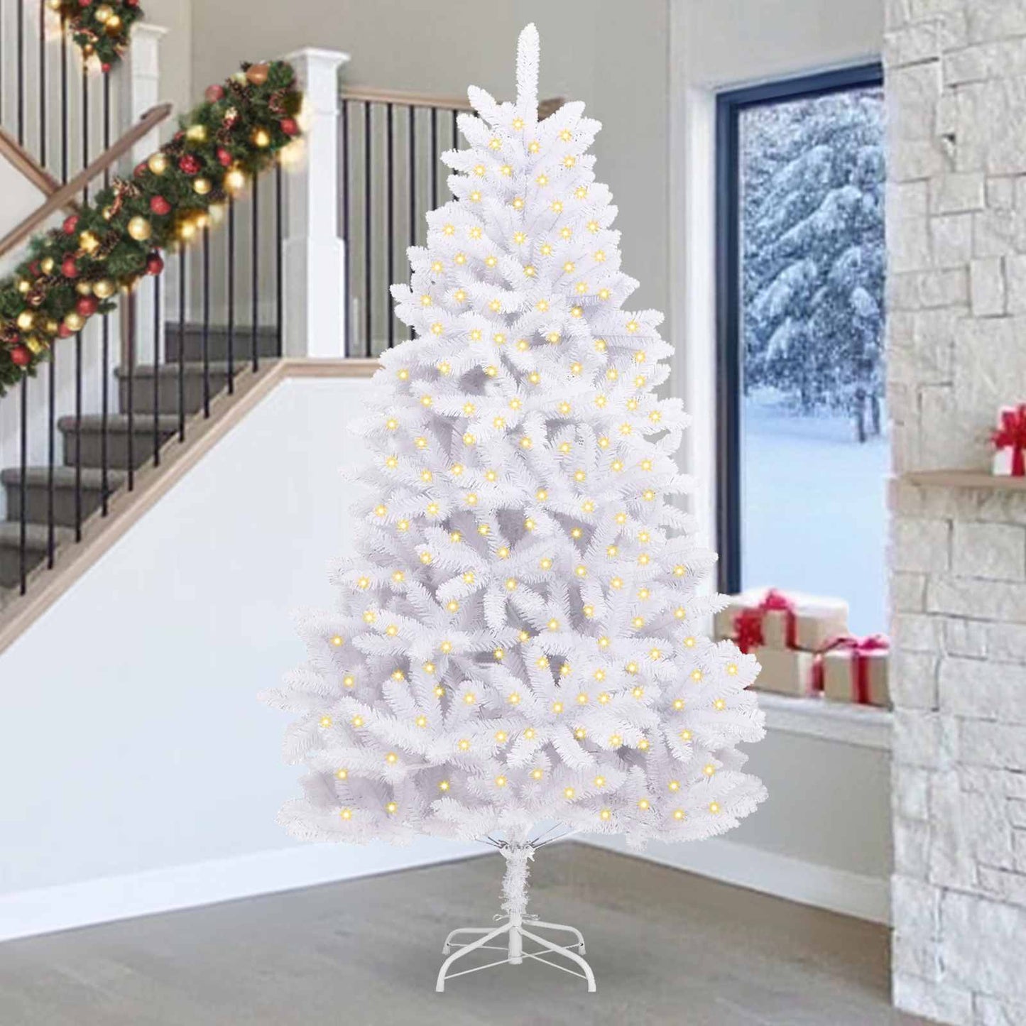 Albero di Natale artificiale Bianco 270 cm PVC e Metallo | homemem39