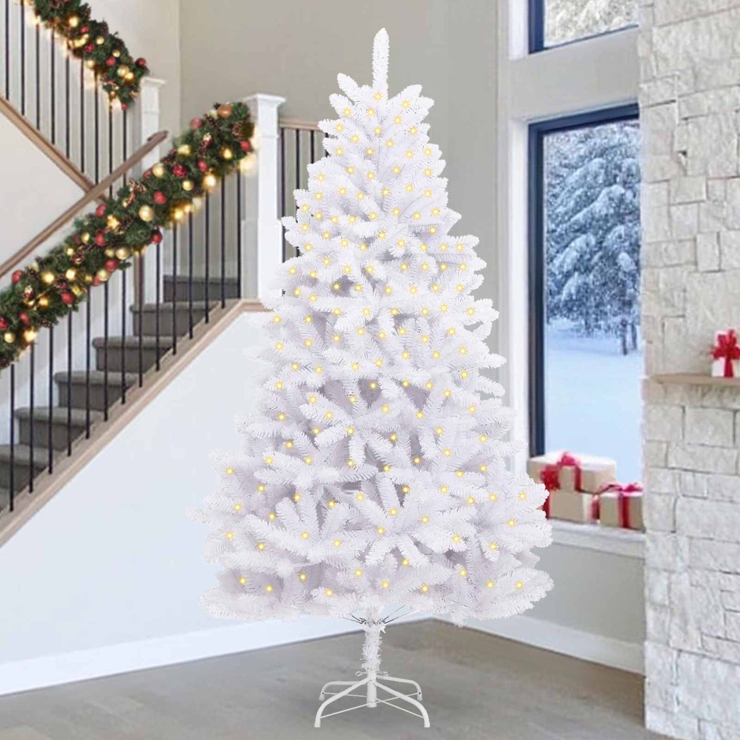 Albero di Natale artificiale Bianco 300 cm PVC e Metallo