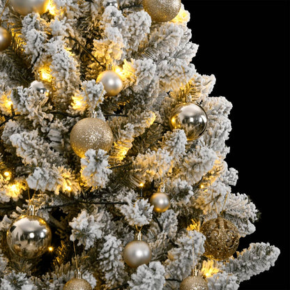 Albero Natale Incernierato con 300 LED e Palline 180 cm