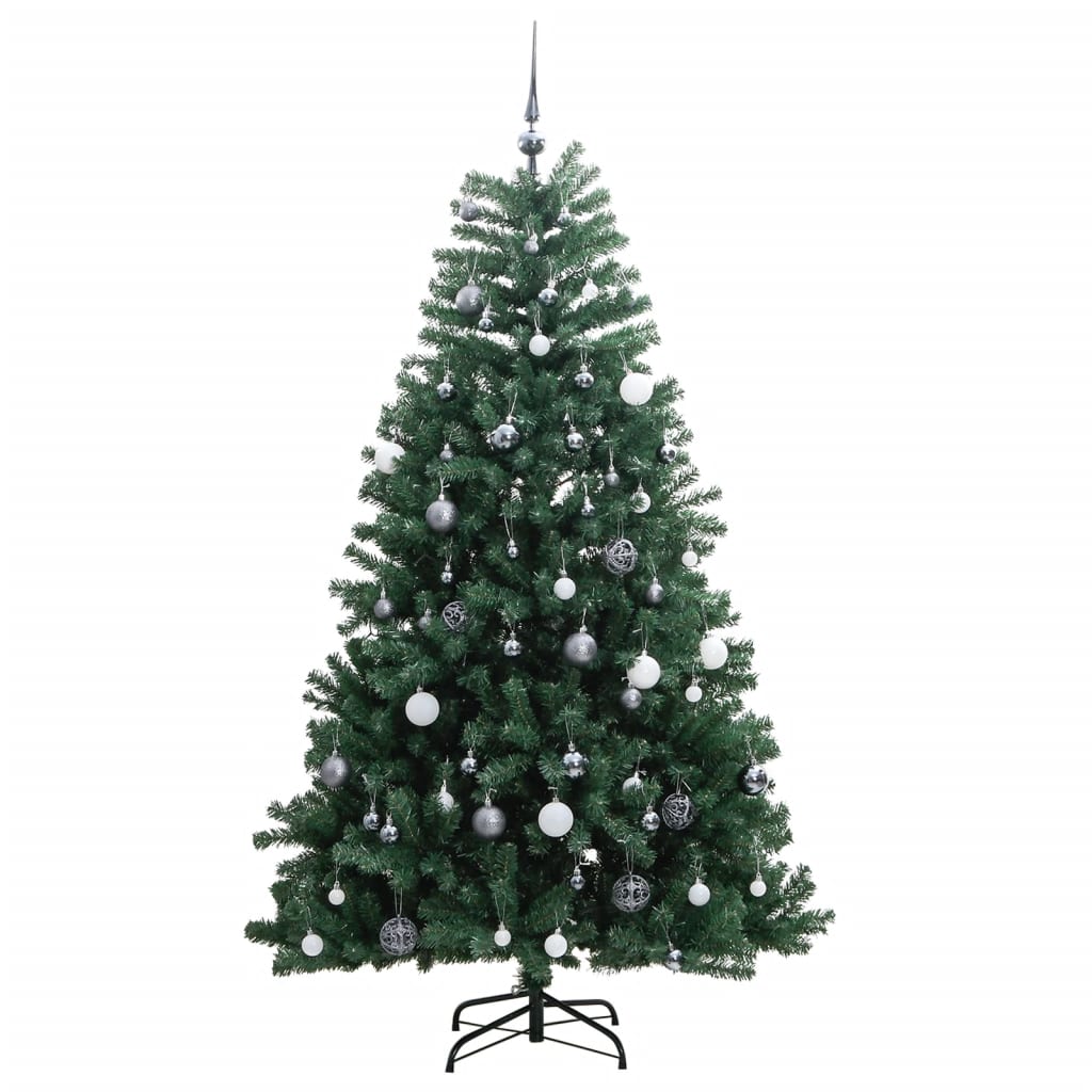 Albero Natale Incernierato con 300 LED e Palline 210 cm