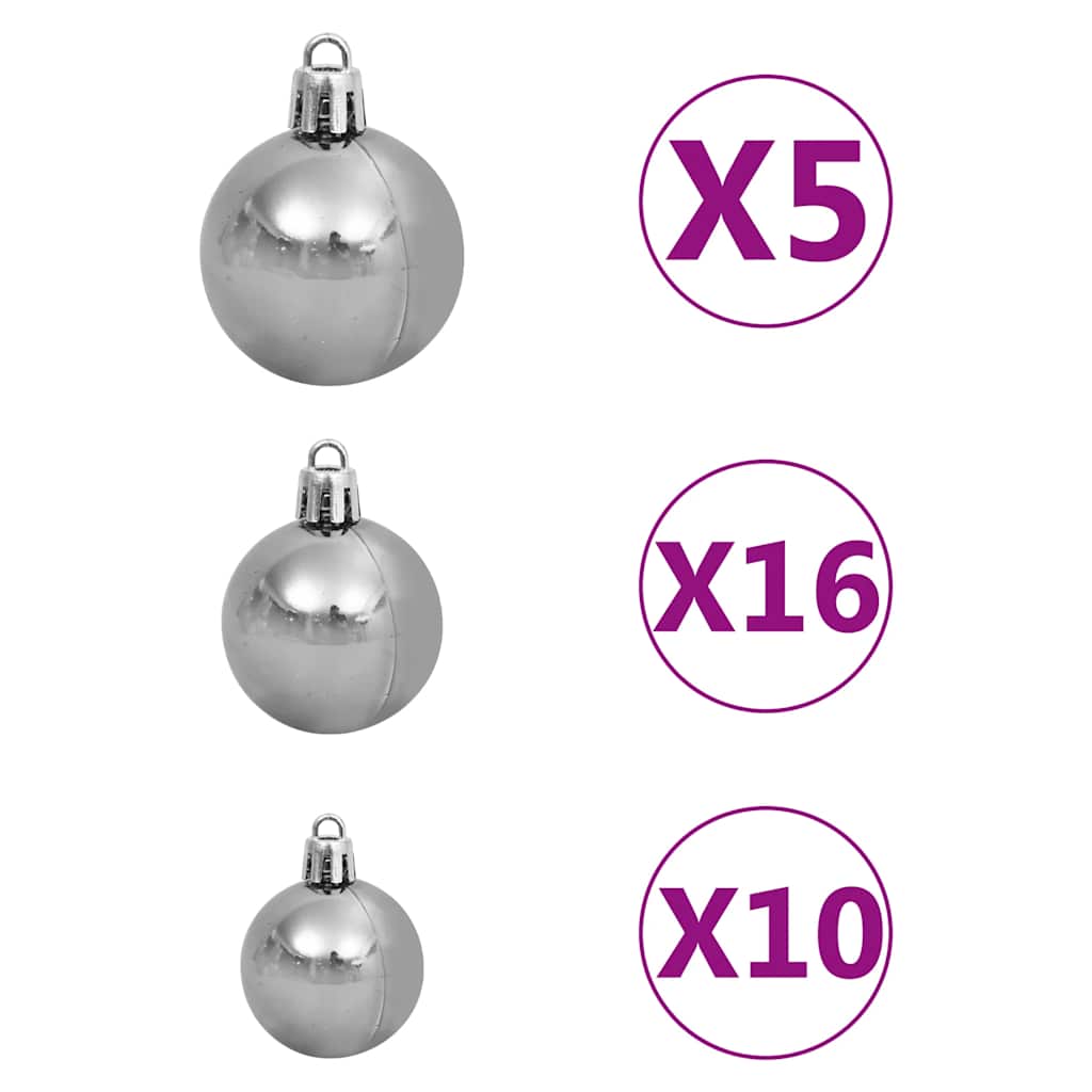 Albero Natale Incernierato con 300 LED e Palline 210 cm