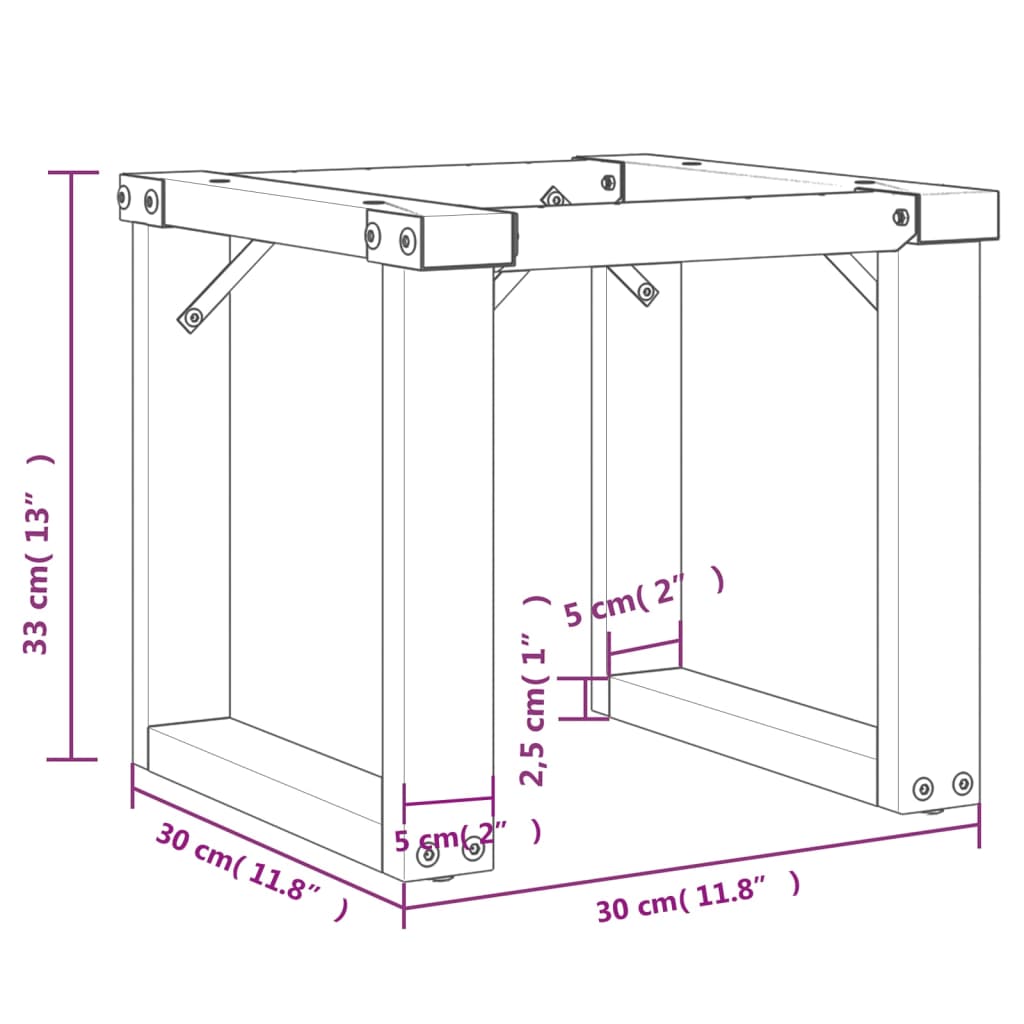 Telaio Gambe a O per Tavolino da Salotto 30x30x33 cm in Ghisa