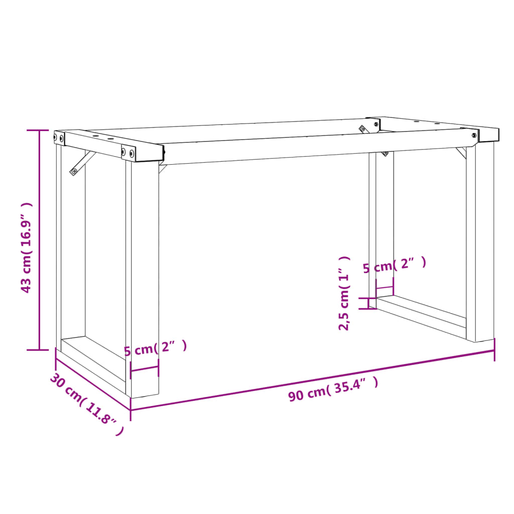 Telaio Gambe a O per Tavolino da Salotto 90x30x43 cm in Ghisa