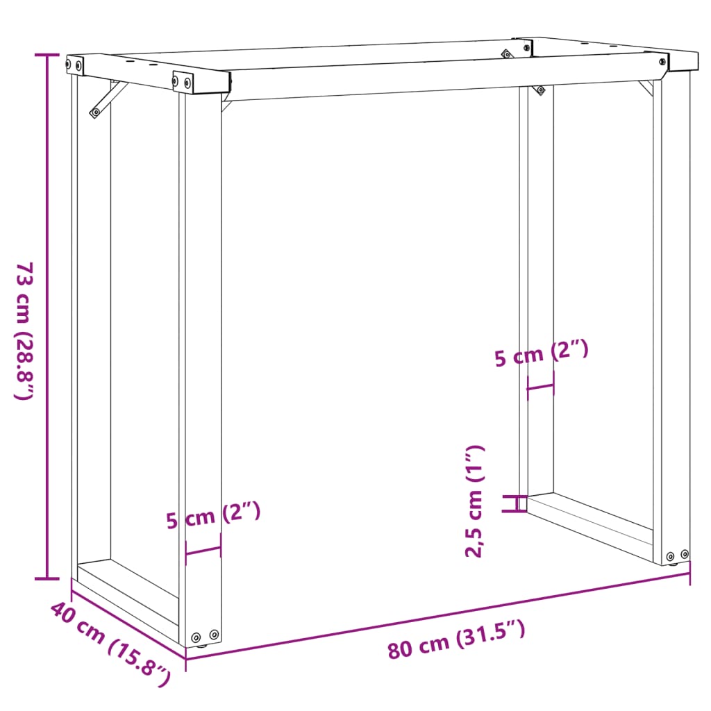 Telaio Gambe a O per Tavolo da Pranzo 80x40x73 cm in Ghisa