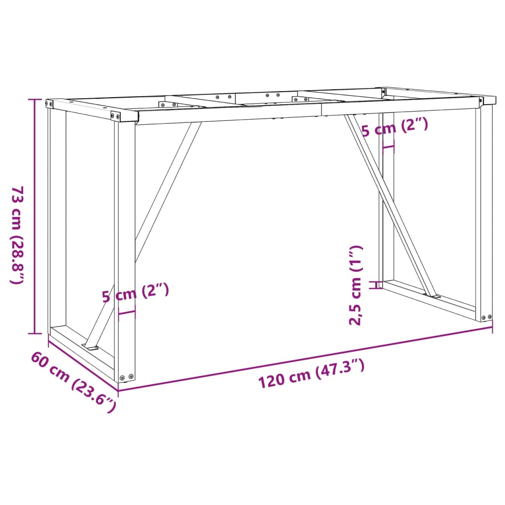 Telaio Gambe a O per Tavolo da Pranzo 120x60x73 cm in Ghisa