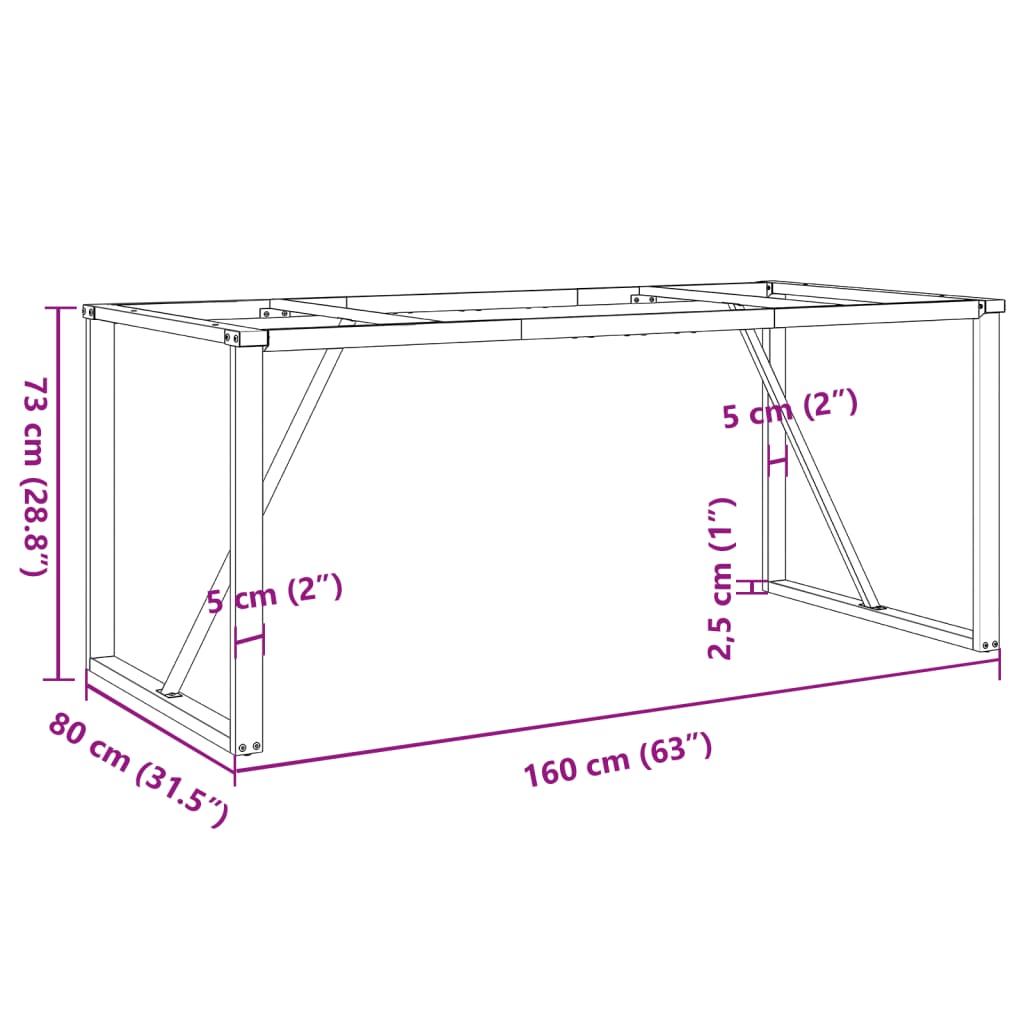 Telaio Gambe a O per Tavolo da Pranzo 160x80x73 cm in Ghisa