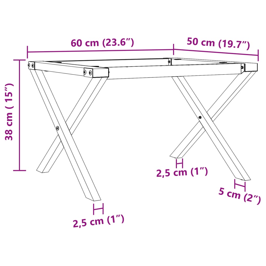 Telaio Gambe a X per Tavolino da Salotto 60x50x38 cm in Ghisa