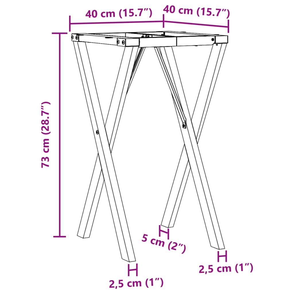 Telaio Gambe a X per Tavolo da Pranzo 40x40x73 cm in Ghisa