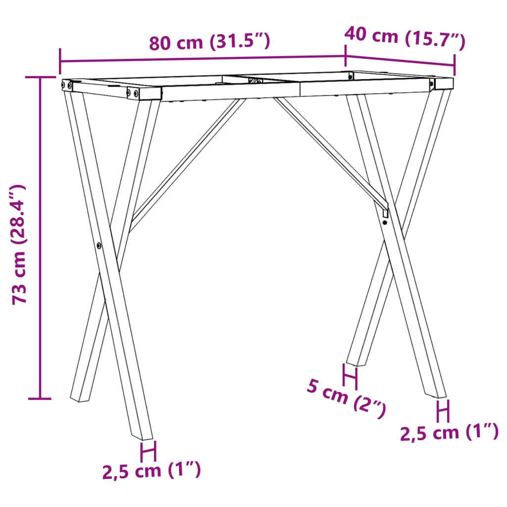 Telaio Gambe a X per Tavolo da Pranzo 80x40x73 cm in Ghisa