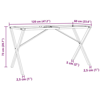 Telaio Gambe a X per Tavolo da Pranzo 120x60x73 cm in Ghisa