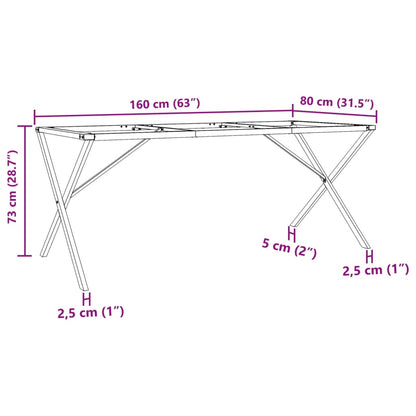 Telaio Gambe a X per Tavolo da Pranzo 160x80x73 cm in Ghisa