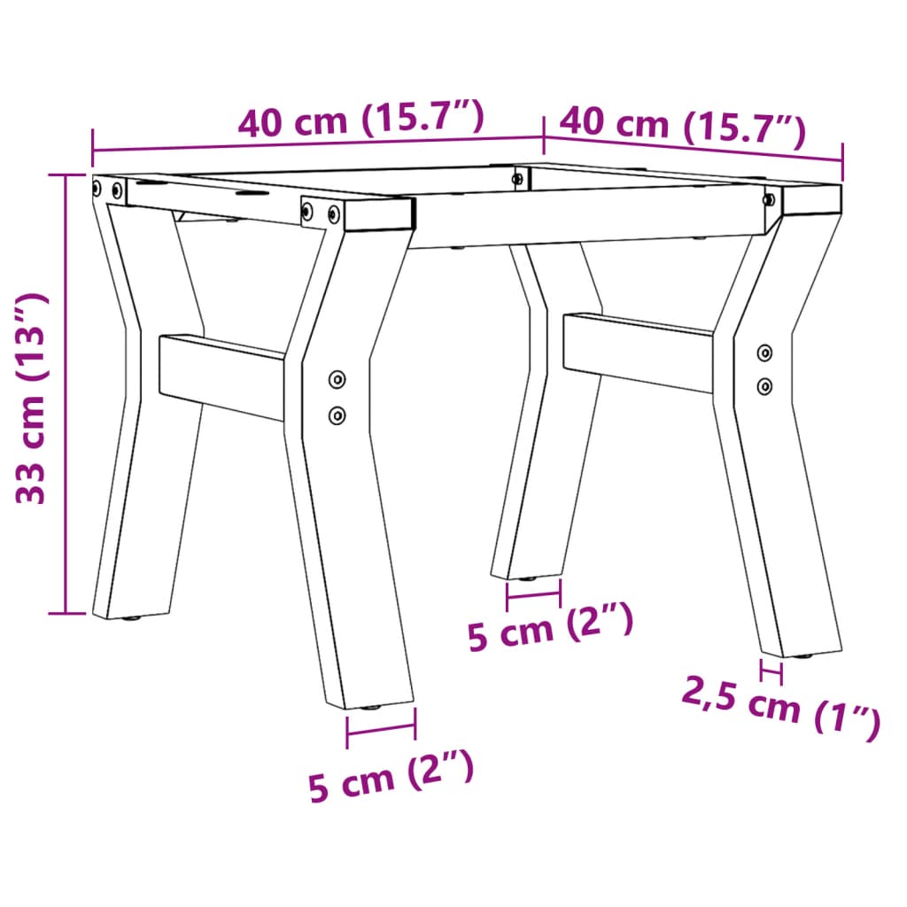 Telaio Gambe a Y per Tavolino da Salotto 40x40x33 cm in Ghisa