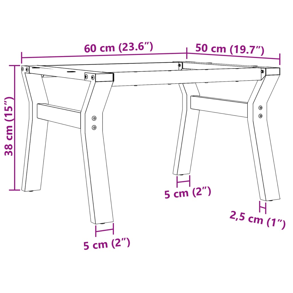 Telaio Gambe a Y per Tavolino da Salotto 60x50x38 cm in Ghisa