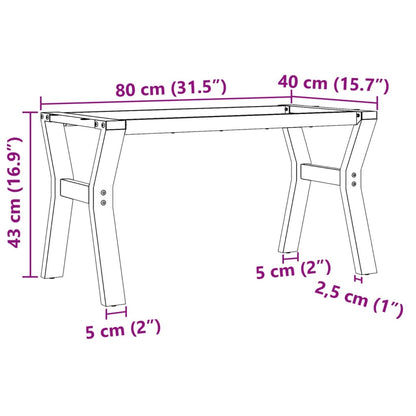 Telaio Gambe a Y per Tavolino da Salotto 80x40x43 cm in Ghisa