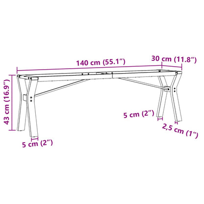 Telaio Gambe a Y per Tavolino da Salotto 140x30x43 cm in Ghisa