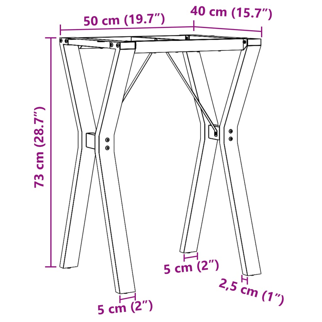 Telaio Gambe a Y per Tavolo da Pranzo 50x40x73 cm in Ghisa