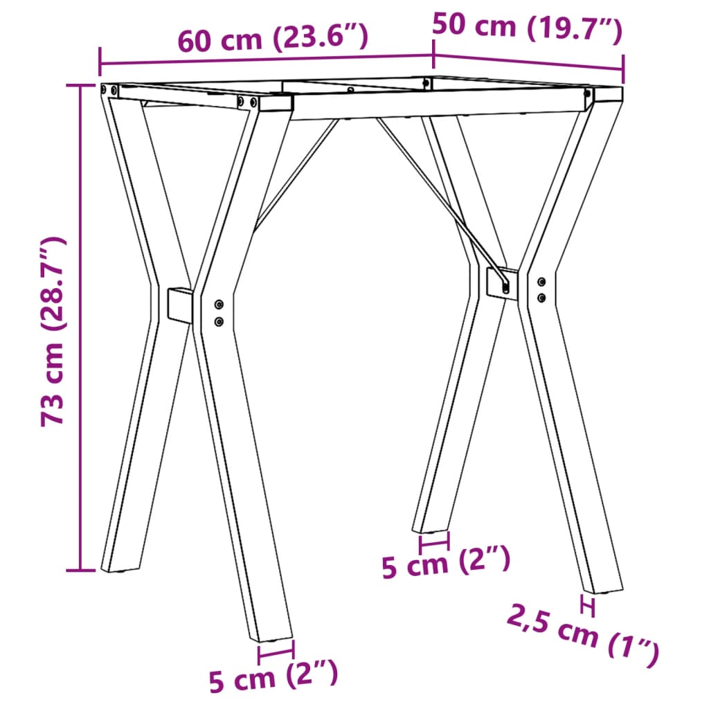 Telaio Gambe a Y per Tavolo da Pranzo 60x50x73 cm in Acciaio