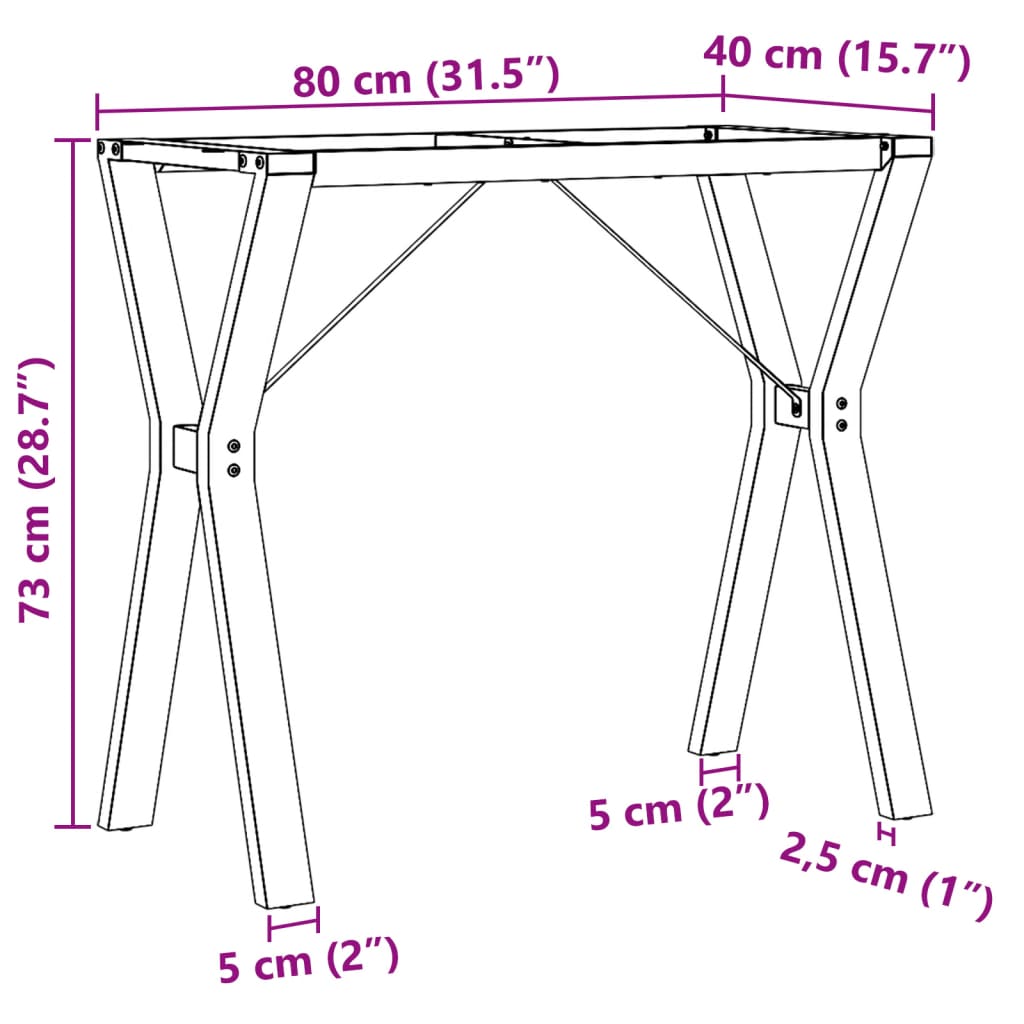 Telaio Gambe a Y per Tavolo da Pranzo 80x40x73 cm in Ghisa