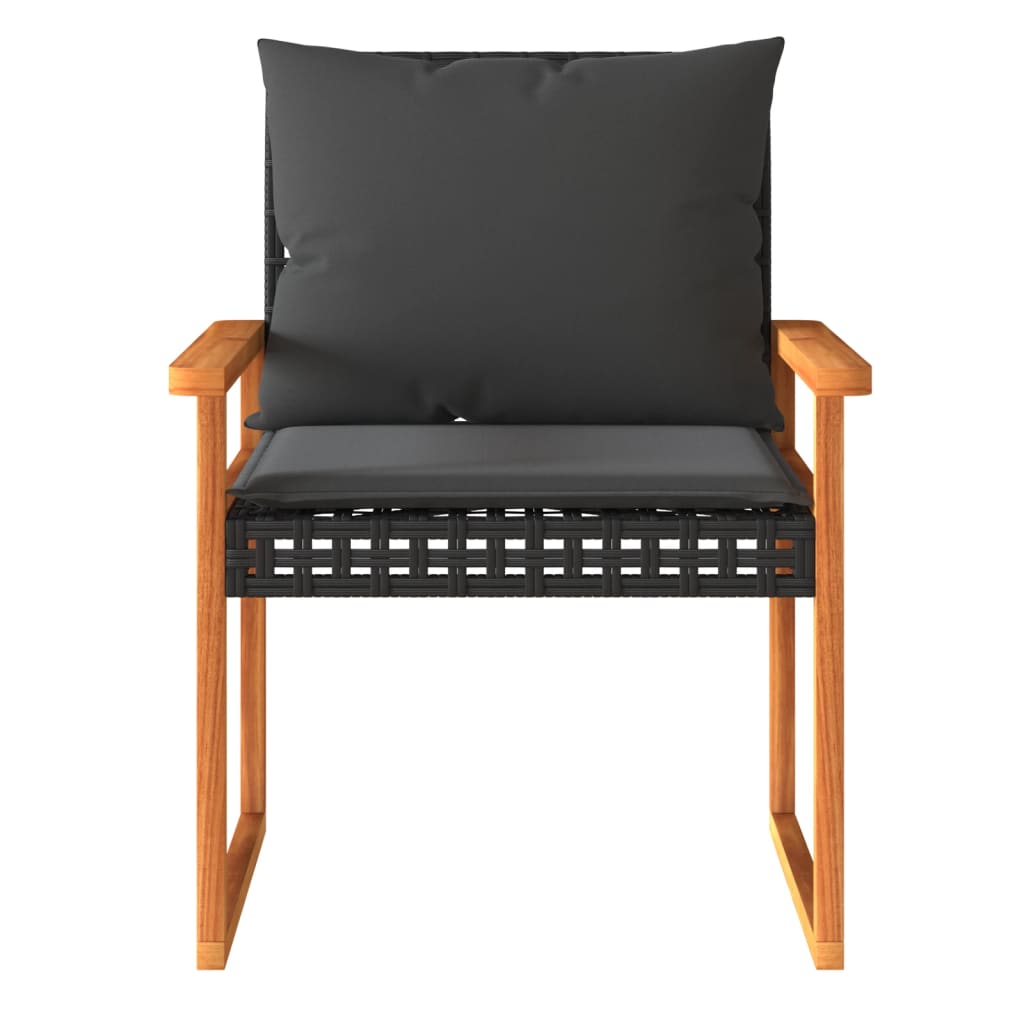 Set Divani da Giardino 4 pz con Cuscini Nero in Polyrattan - homemem39