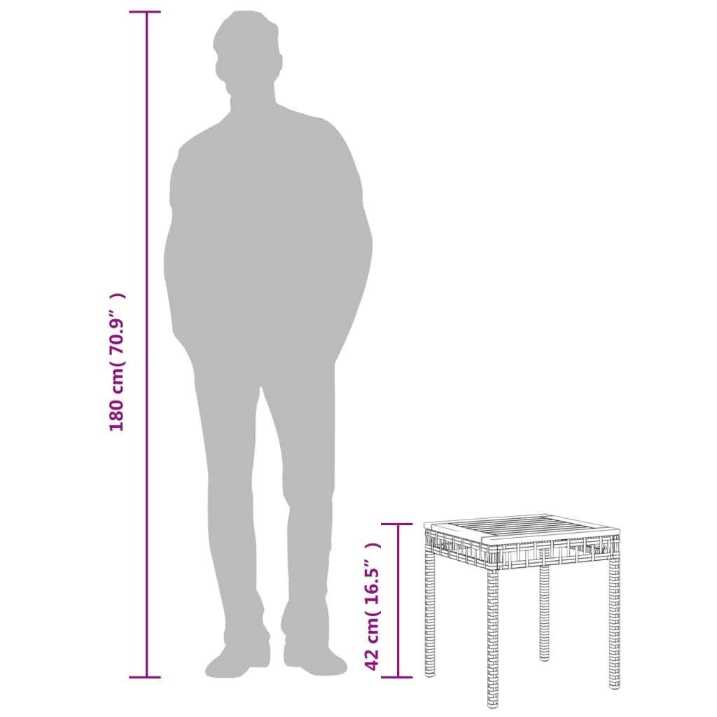 Tavolo Giardino Beige Misto 38x38x42 cm Polyrattan Legno Acacia - homemem39