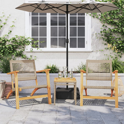 Set da Bistrot 3 pz Beige in Polyrattan e Legno Massello Acacia | homemem39