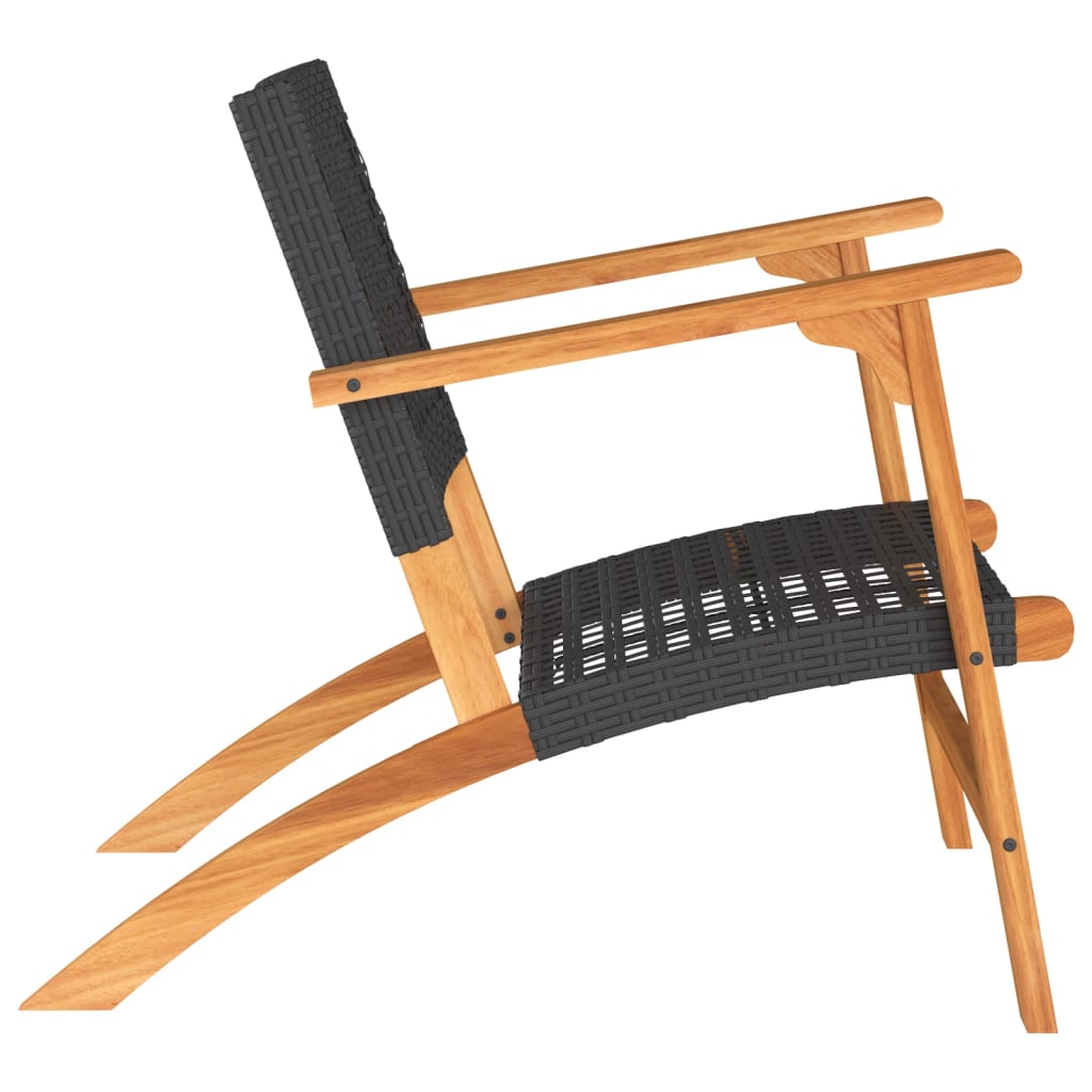 Sedie da Giardino 2pz Nere in Polyrattan e Legno di Acacia - homemem39