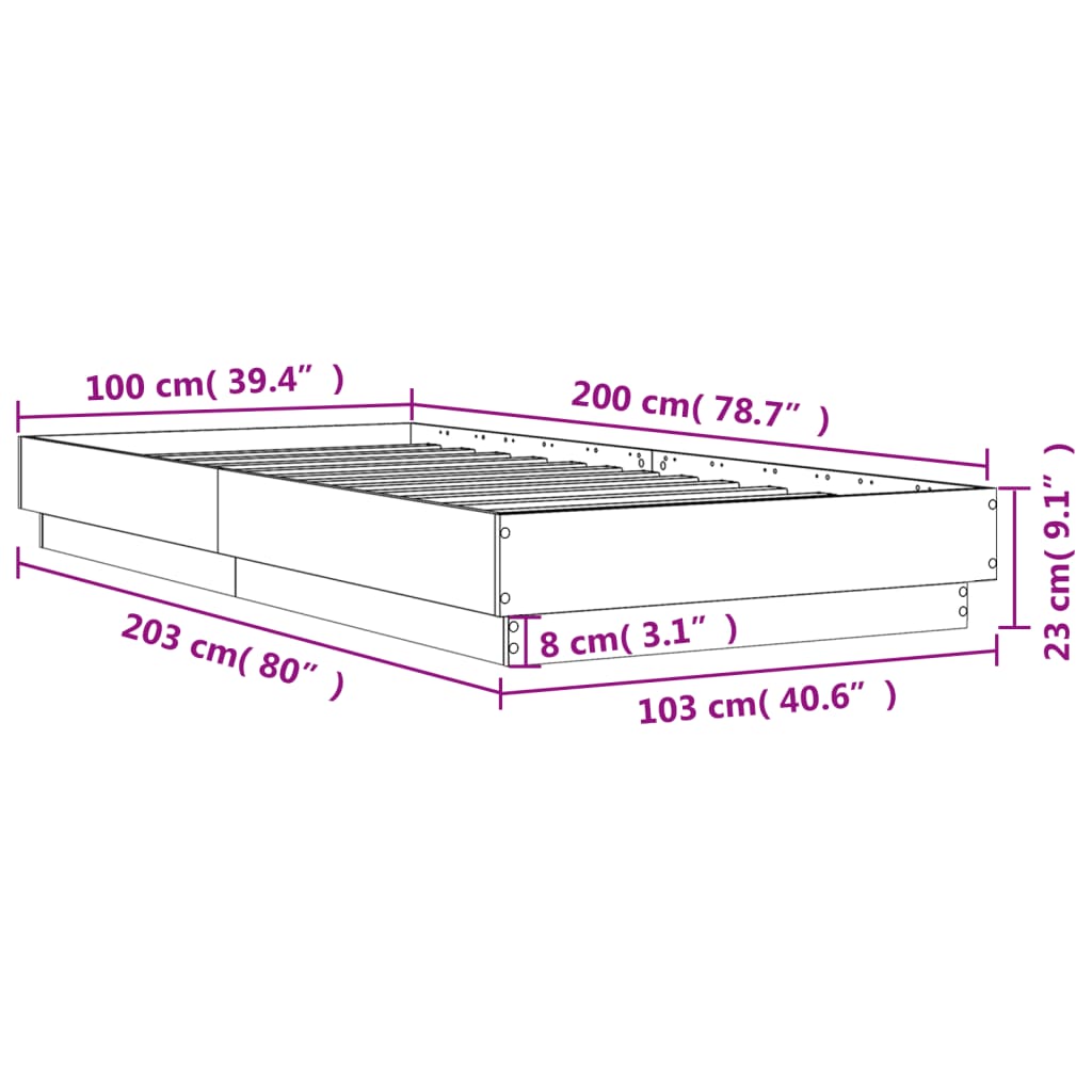 Giroletto senza Materasso Rovere Sonoma 100x200cm in Truciolato