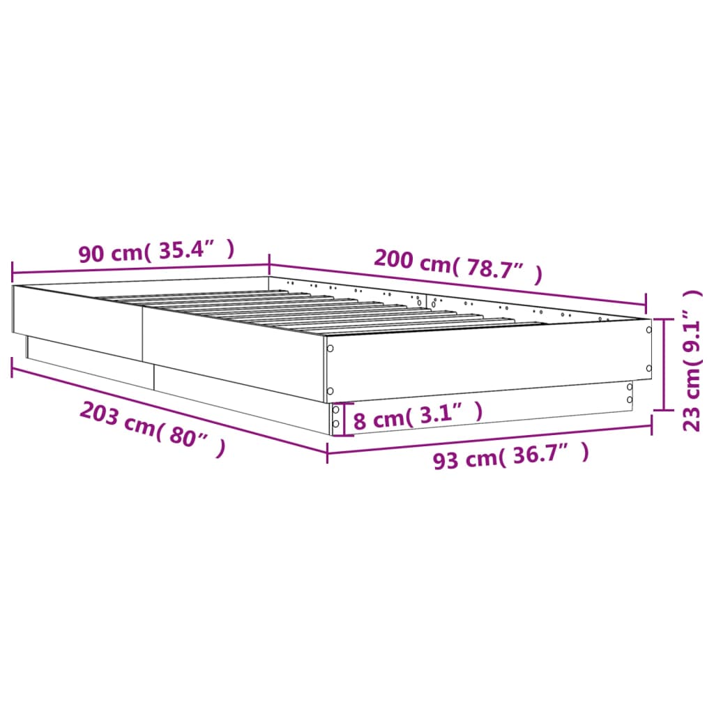 Giroletto Grigio Sonoma 90x200 cm in Legno Multistrato | homemem39