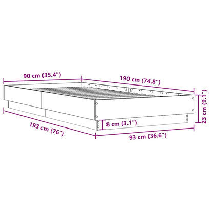 Giroletto senza Materasso Rovere Fumo 90x190 cm in Truciolato