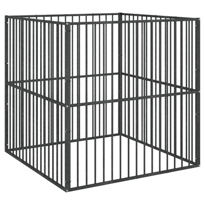 Box per Cani 4 Pannelli Nero Acciaio Zincato - homemem39