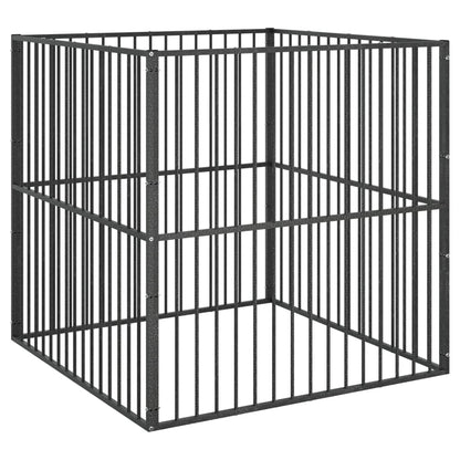 Box per Cani 4 Pannelli Nero Acciaio Zincato - homemem39