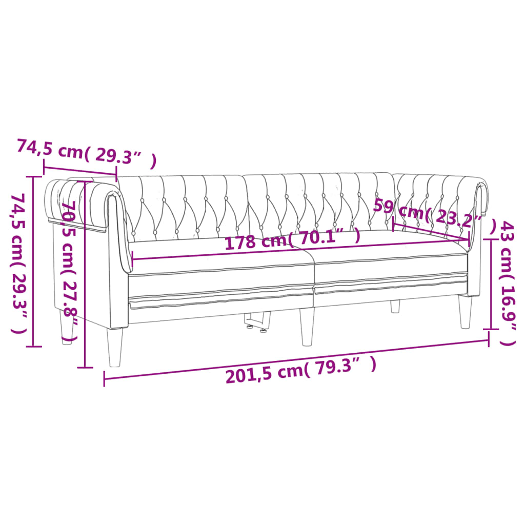 Set di Divani 3 pz Marrone Scuro in Tessuto