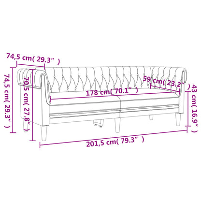 Set di Divani 3 pz Marrone Scuro in Tessuto