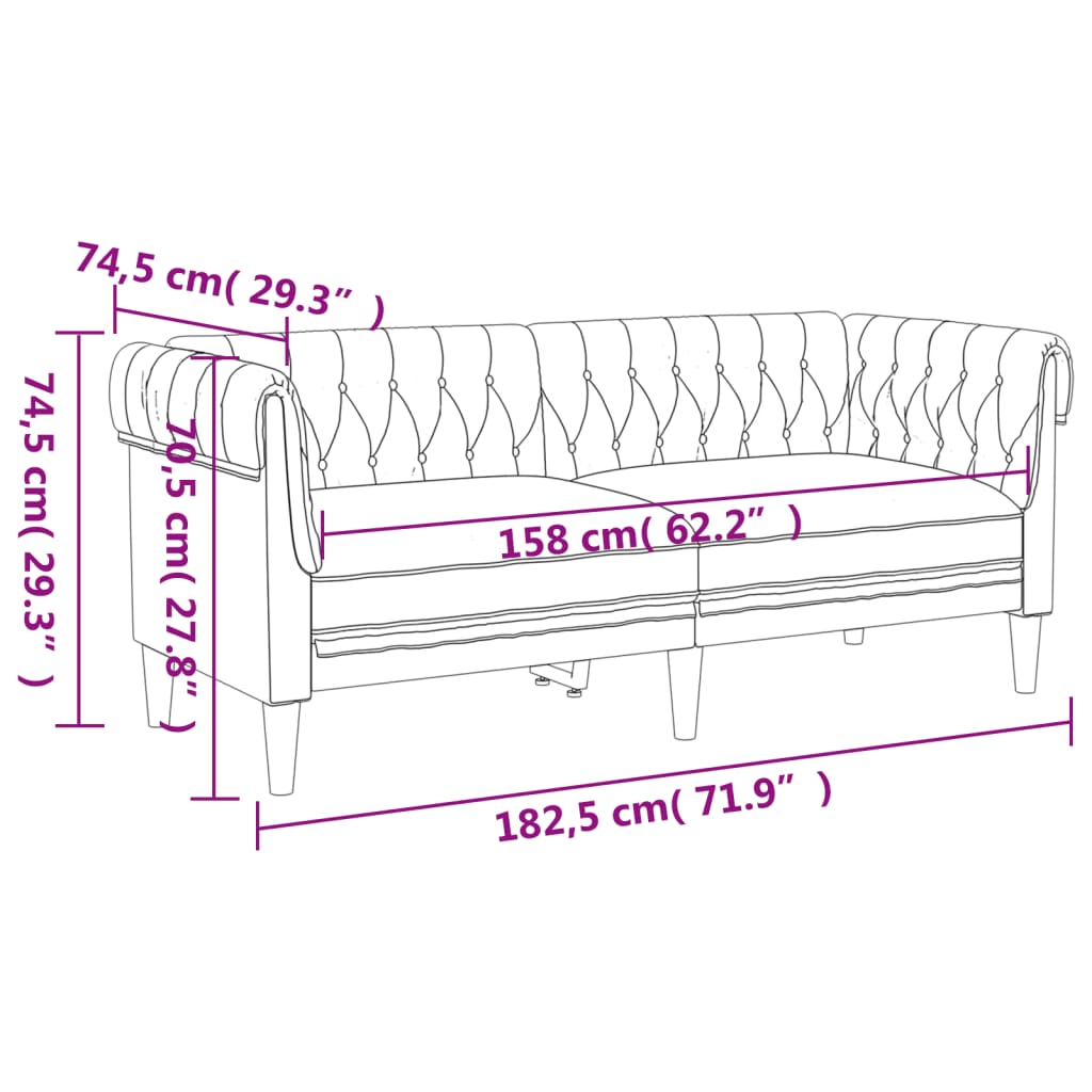 Set di Divani 3 pz Blu in Tessuto