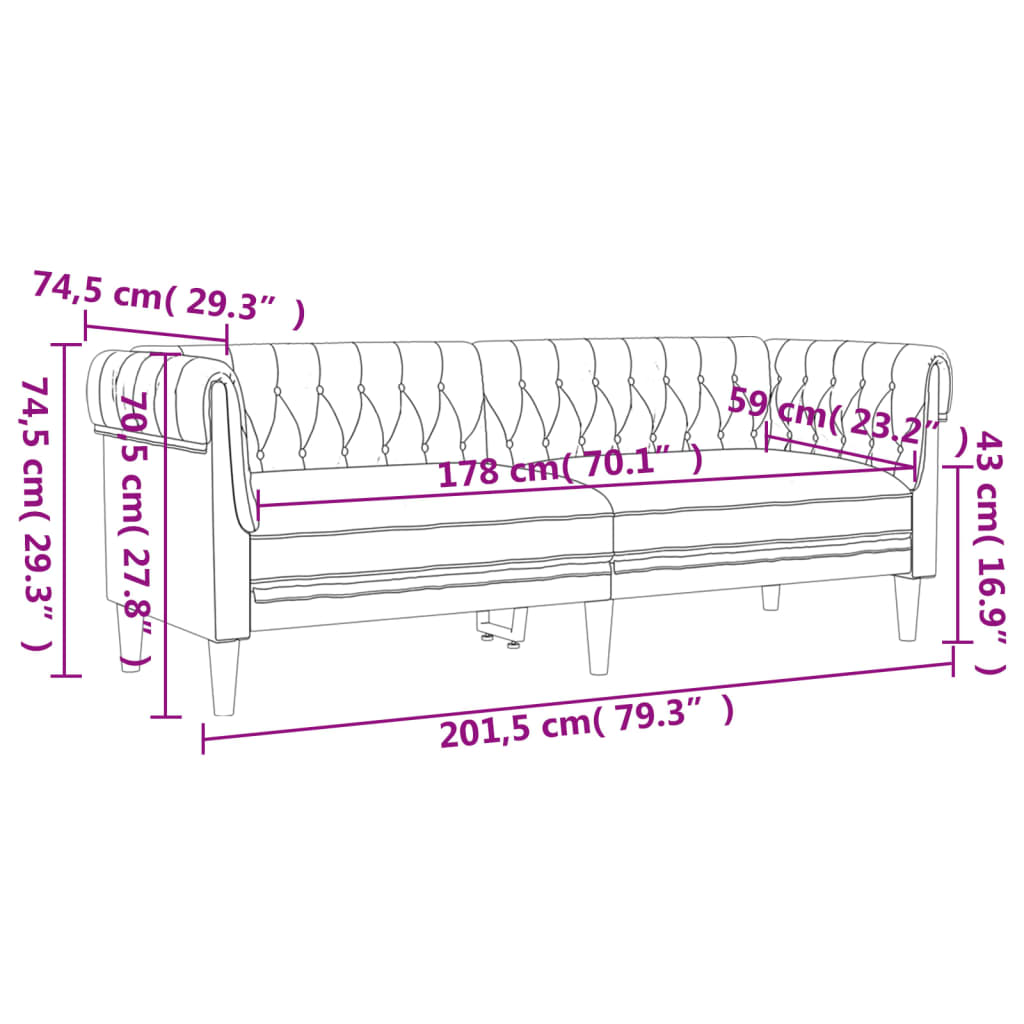 Set di Divani 3 pz Marrone in Tessuto