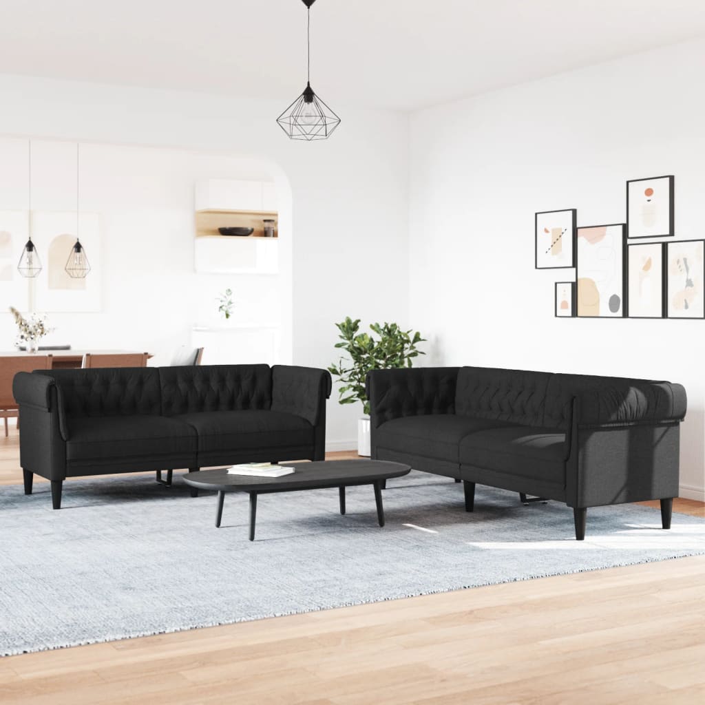 Set di Divani 2 pz Nero in Tessuto - homemem39