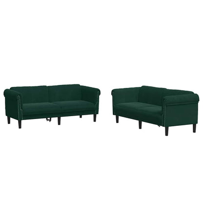 Set di Divani 3 pz Verde Scuro in Velluto | homemem39