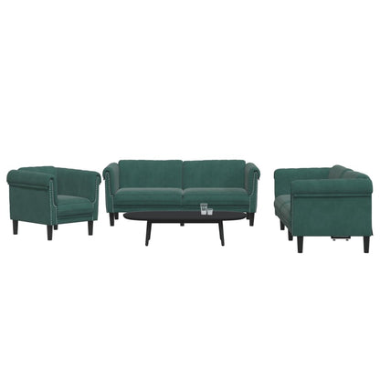 Set di Divani 3 pz Verde Scuro in Velluto - homemem39