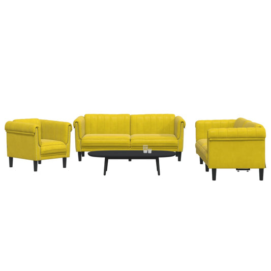 Set di Divani 3 pz Giallo in Velluto | homemem39