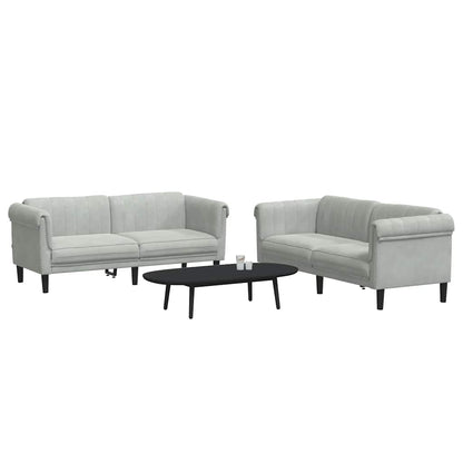 Set di Divani 2 pz Grigio Chiaro in Velluto
